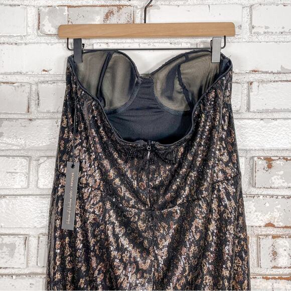 House of Harlow 1960 X Revolve Teri Leopard Sequin Strapless Jumpsuit XL - Picture 9 of 16